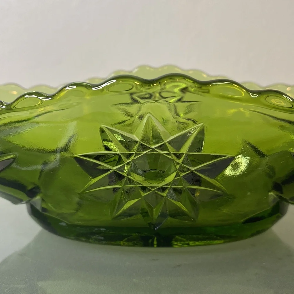 Emerald Green Anchor Hocking Star Of David Catchall 1960’s Decorative Candy Dish